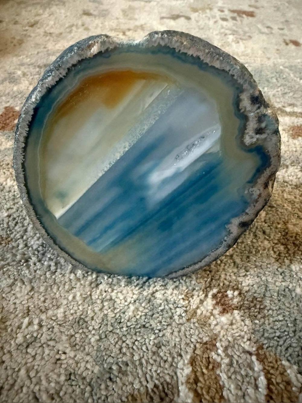Blue and Cream Agate Slice Decorative Home Art